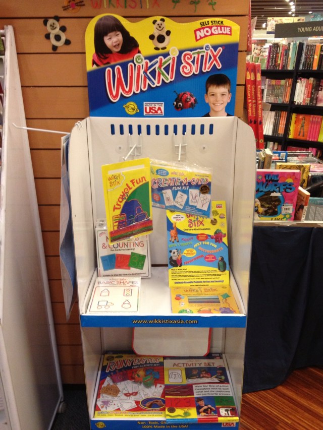 Wikki Stix display at Kinokuniya Bookstore