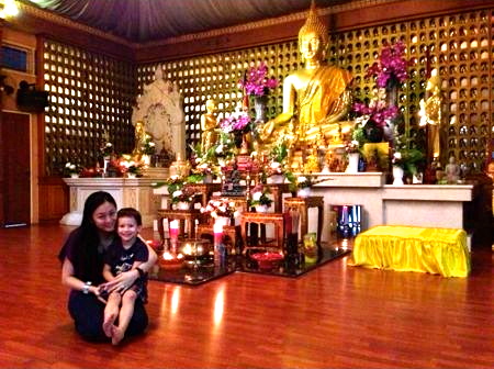 Cindy and Styl at a buddhist temple in Jakarta