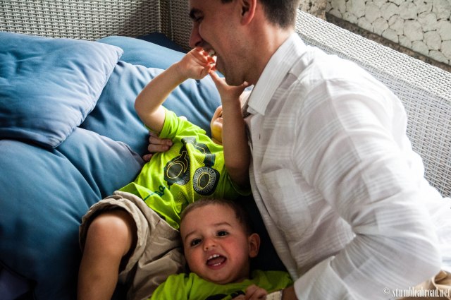 Waiting for our room at the hotel 