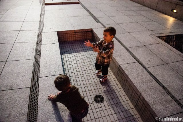 Playing in front of the Petronas