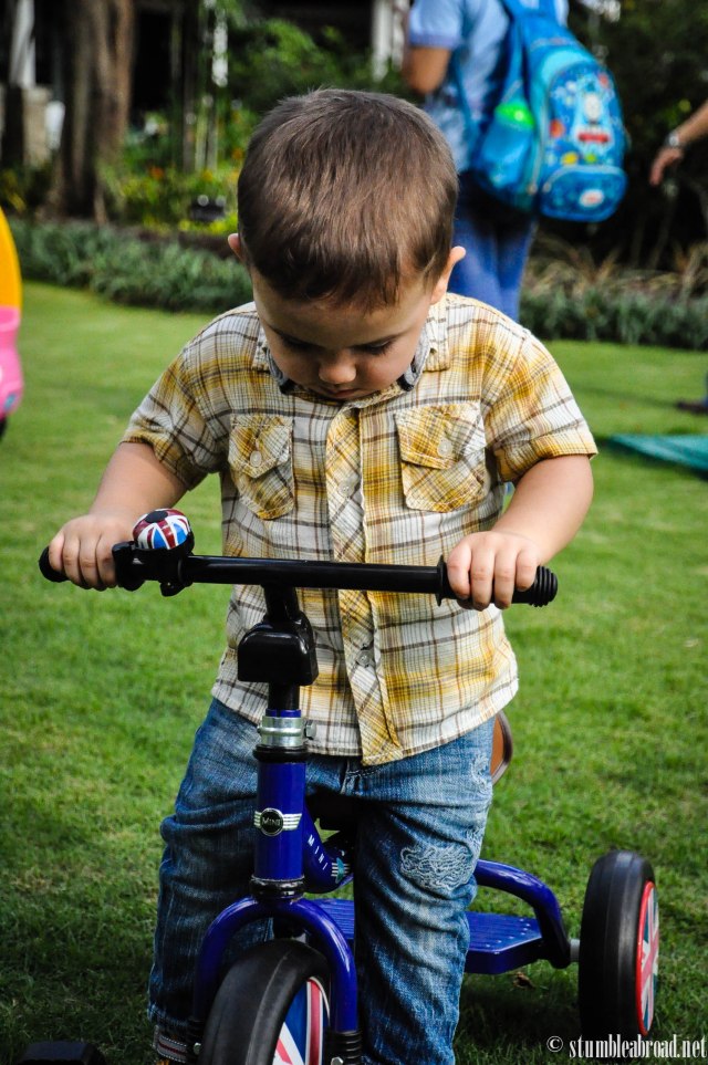 Josh working on his trike-riding skills