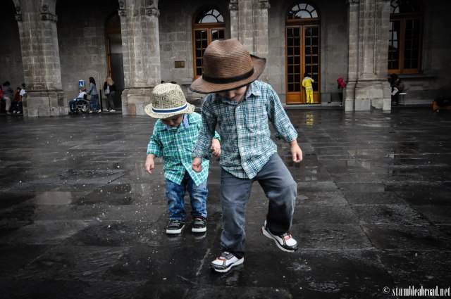Splashed in the rain in front of a historical castle