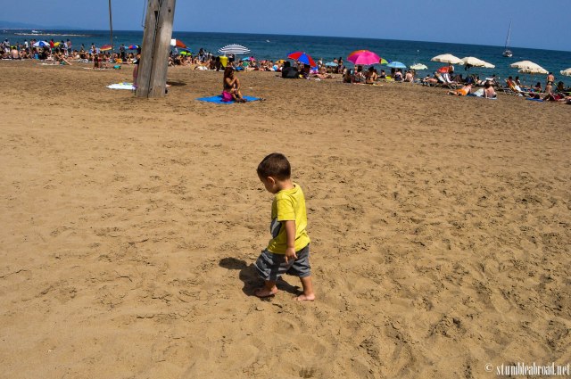 Evan was eager to play in the sand