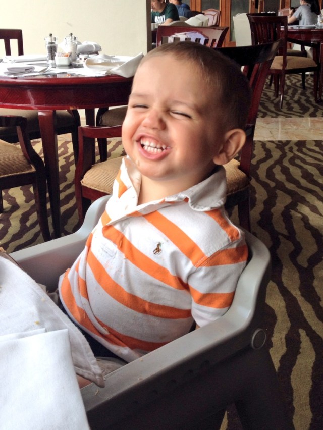 Josh enjoyed breakfast at the hotel