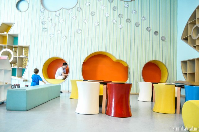 Daddy enjoyed the computers in the playroom