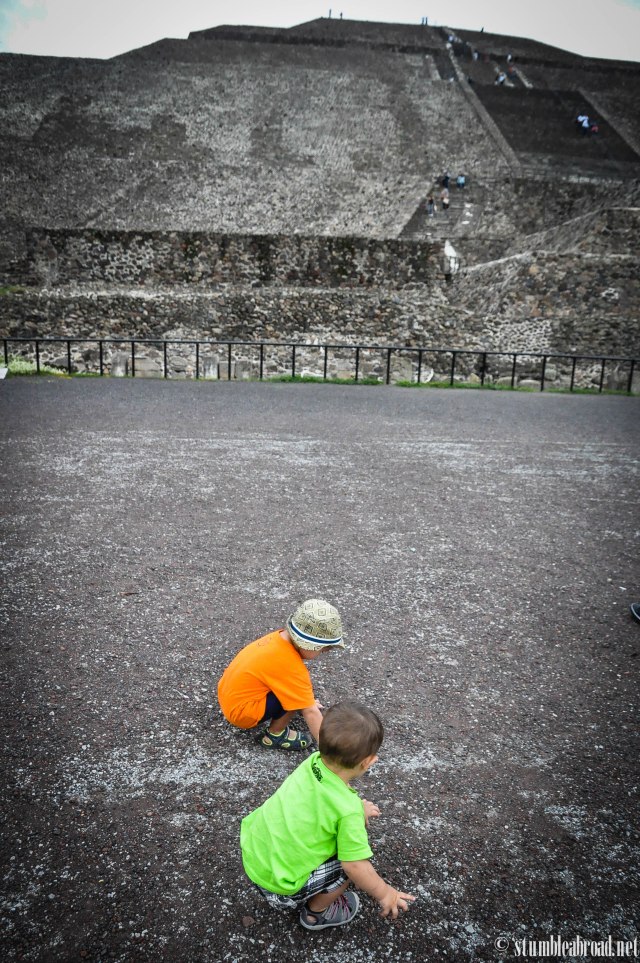 The boys find things to play with most everywhere