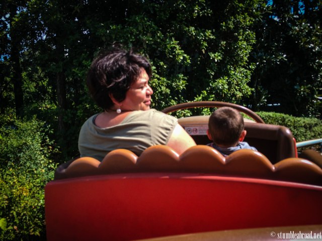 Riding with abuela. 